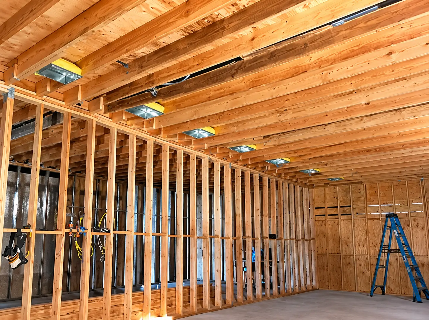 LAXpress HVAC technician servicing heating and air conditioning equipment in a Los Angeles attic
